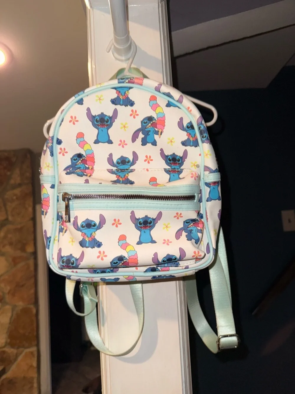 Disney Stitch Mini Backpack Hawaiian Ice Cream Print Blue Small Bag Cute